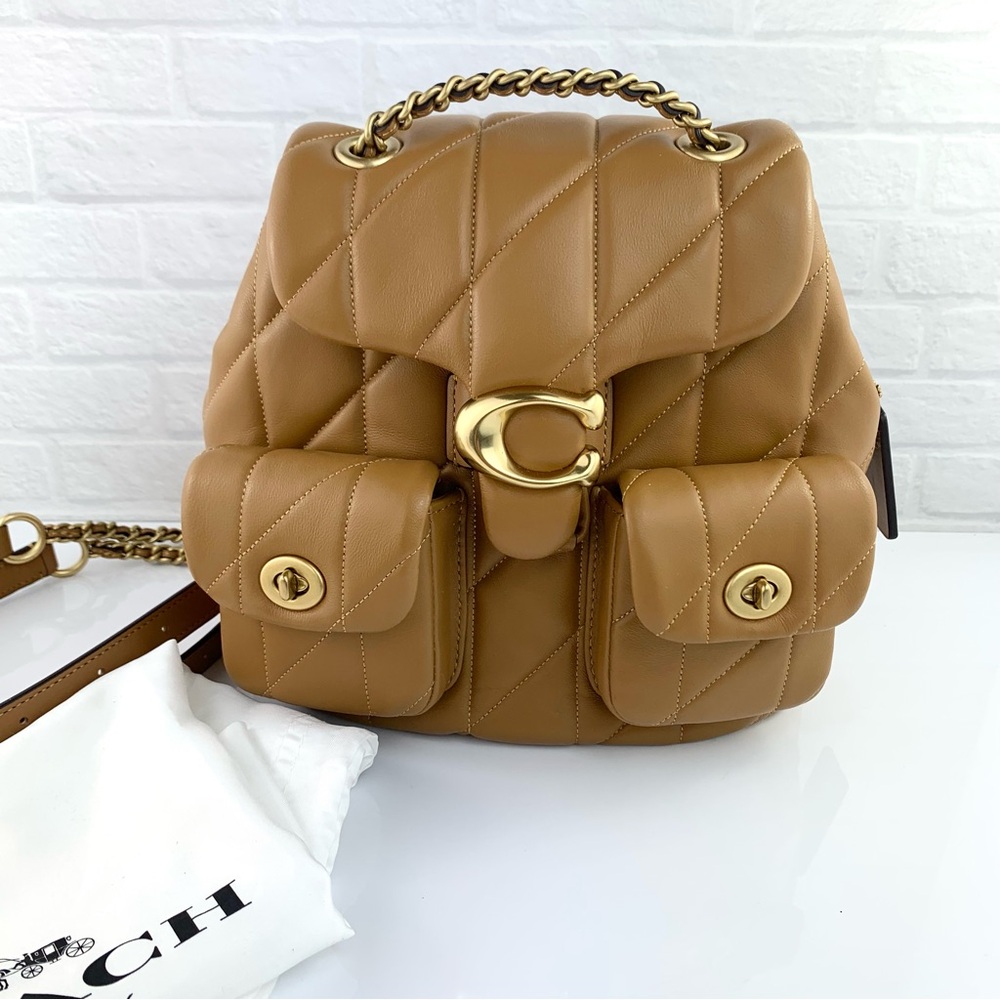 Coach Tabby Quilted Leather Convertible Backpack Honey Brown $495 - Picture 3 of 16